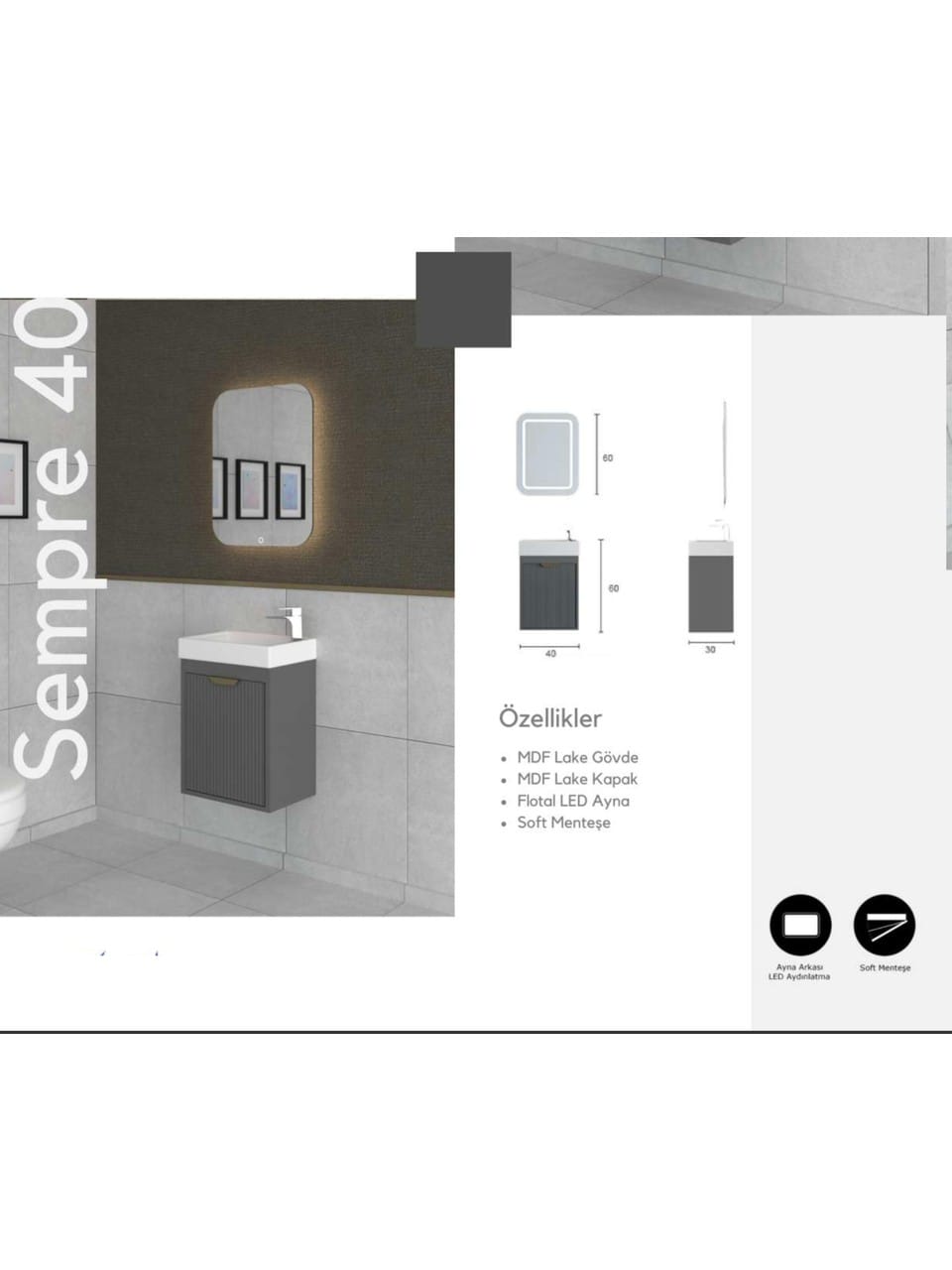 Sempre 40 Banyo Mini Banyo Dolabı