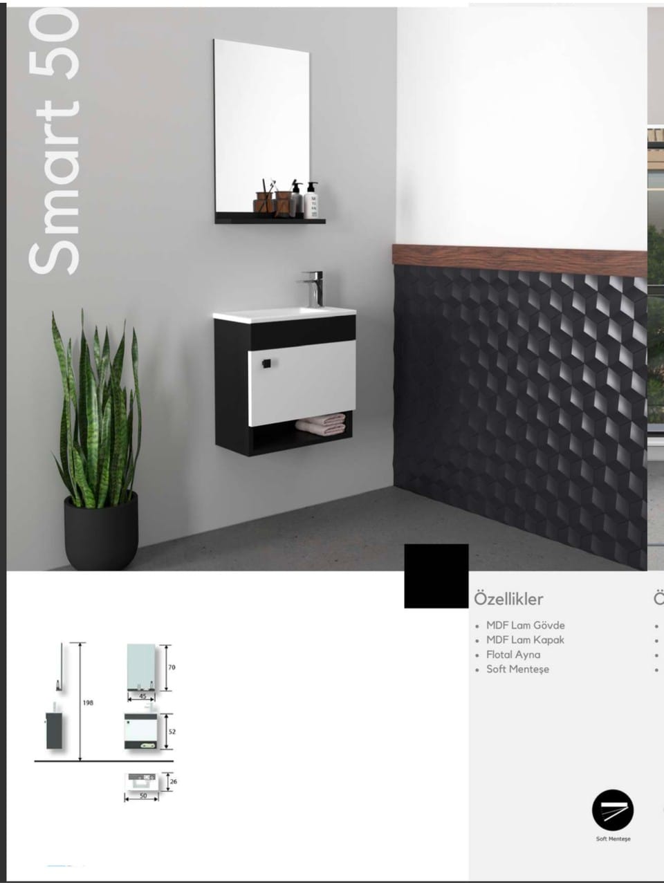 Smart 50 Banyo Mini Banyo Dolabı