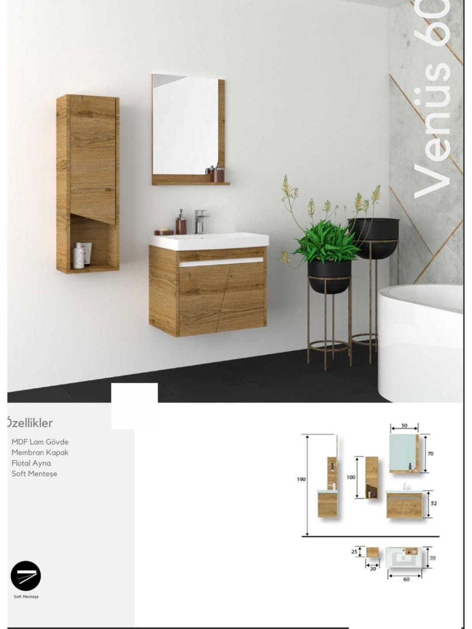 Venüs 60 Banyo Mini Banyo Dolabı